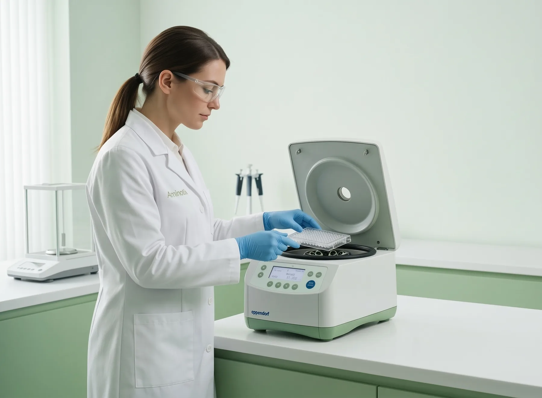 Aminotix chemist verifying a lot in the laboratory
