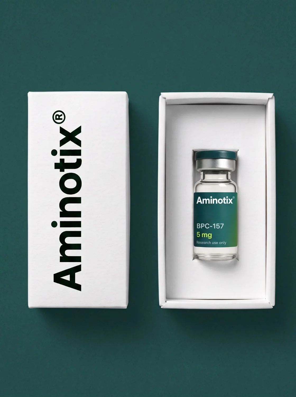 Aminotix carton and open box with research vial